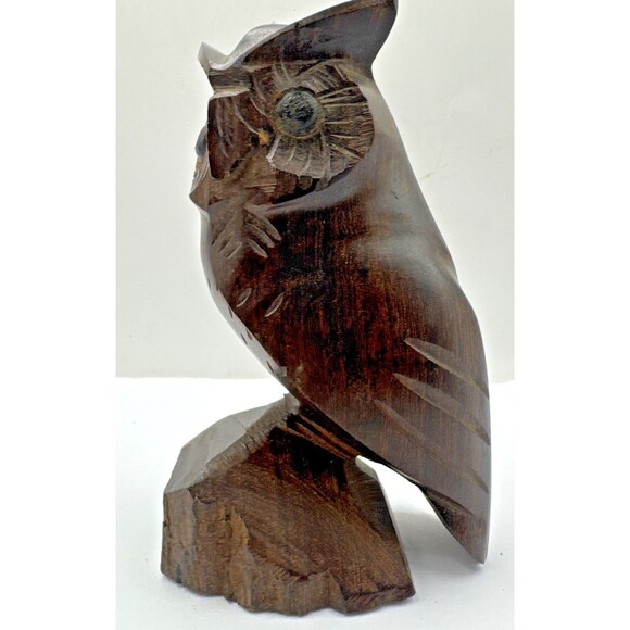 Vtg Ironwood Polished Hand Carved Wooden Owl Figurine Sculpture Decorative 4" - Picture 3 of 9